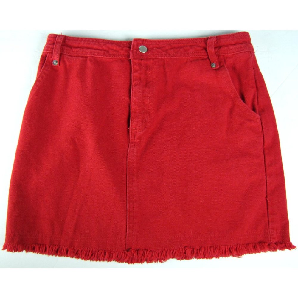 SALE!  Fringe Denim Red Short Mini Skirt